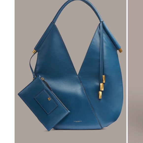 Donna Karan Blue Hobo Bag with Pouch